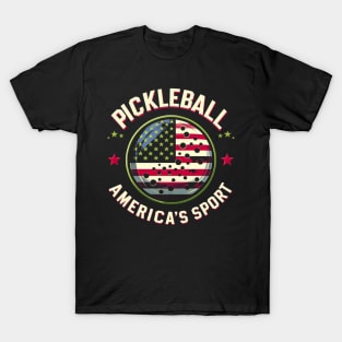 Pickleball America's Sport USA Flag T-Shirt